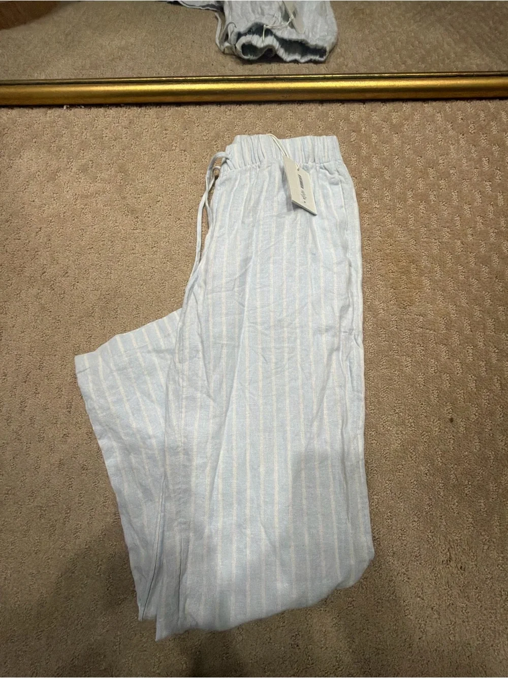 ARITZIA Light Blue Stripe Linen Blend Pants - NWT Size XS